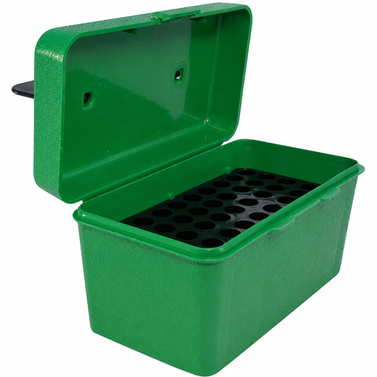 MTM CASE-GARD AMMUNITION CASE DELUXE RIFLE AMMO BOX .243 / .308 / 22-250 GREEN 50-ROUND H50-RM-10