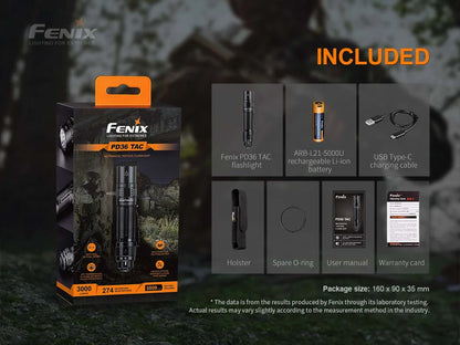FENIX FLASHLIGHT PD36 TAC (3000LUM - 275M)